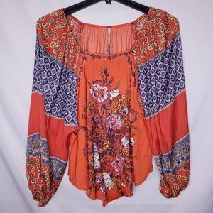 Free People Top Small Colorful Floral Positano Off Shoulder
